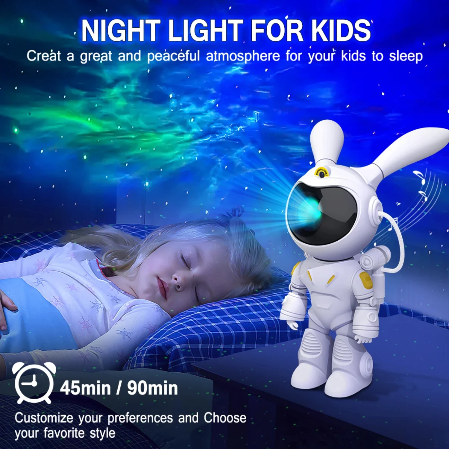 New Starry Sky Projector Rabbit Projector Bedroom Night Light Projection Light Starry Sky Night Light Projection Toy Girl