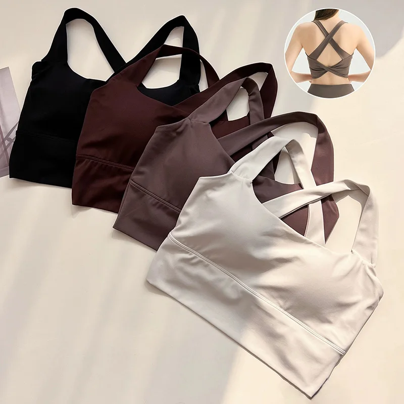 

Women's Sports Bra Cross-Back Beautiful Back Design Medium-Intensity Workout Moisture-Wicking Pilates Yoga Tank Top