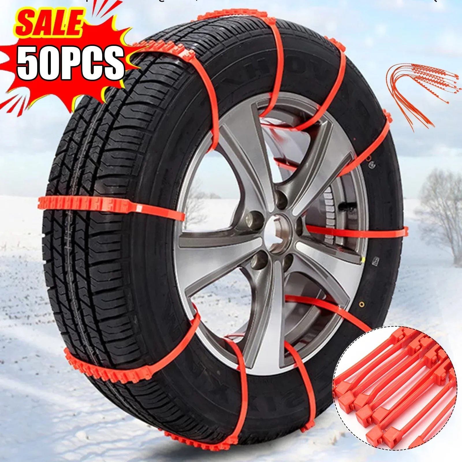 2-50Pcs Car Tyre Snow Chains Anti-skid Winter Outdoor Car Tire Wheel Chain Emergency Double Grooves Anti Slip Car Accessories