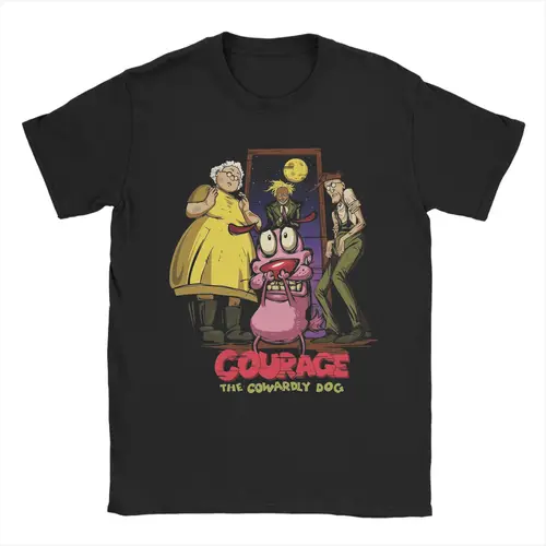 Imagen 2 del producto Camiseta Courages The Cowardlys Dog para hombre, camisetas de algodón increíbles, camisetas de manga corta con cuello redondo, camisetas estampadas