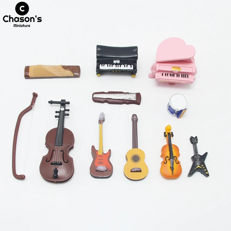 Mini Miniature Musical Instruments Piano Drum Violin Guitar Cello Sax Erhu Fiddle Figurine House Decor Model Landscape Accessory