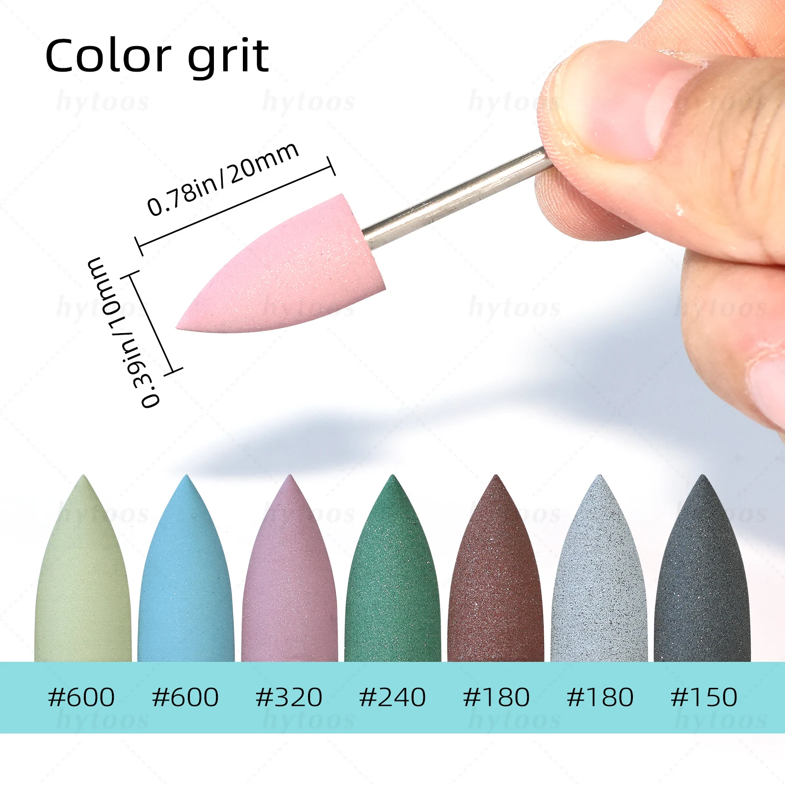 HYTOOS 10*20 مللي متر مخروط سيليكون مسمار لقمة ثقب 3/32 "الباديكير تلميع بت لمسمار الحفر مانيكير والعناية بالقدم أداة العلاج المسبق