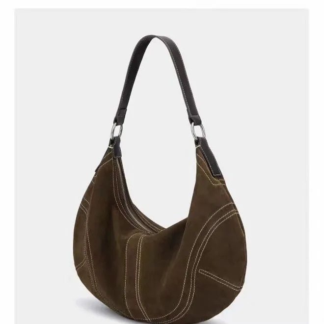 

Frosted Cowhide Tote Bag 2025 New Design Genuine Leather Suede Large Capacity Dumpling Bag Women's One-shoulder Crossbody Bag