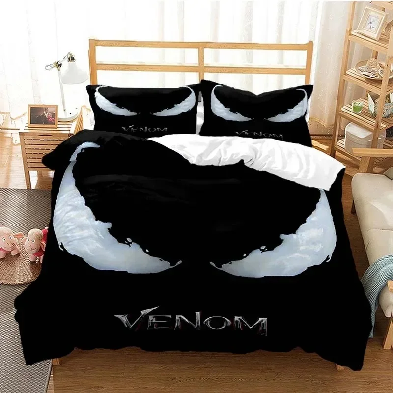 3D Printed Movie Venoms Bedding Set for Adults and Teens, Duvet Cover, Pillowcase, Twin Queen and King Size, Bed for Boys