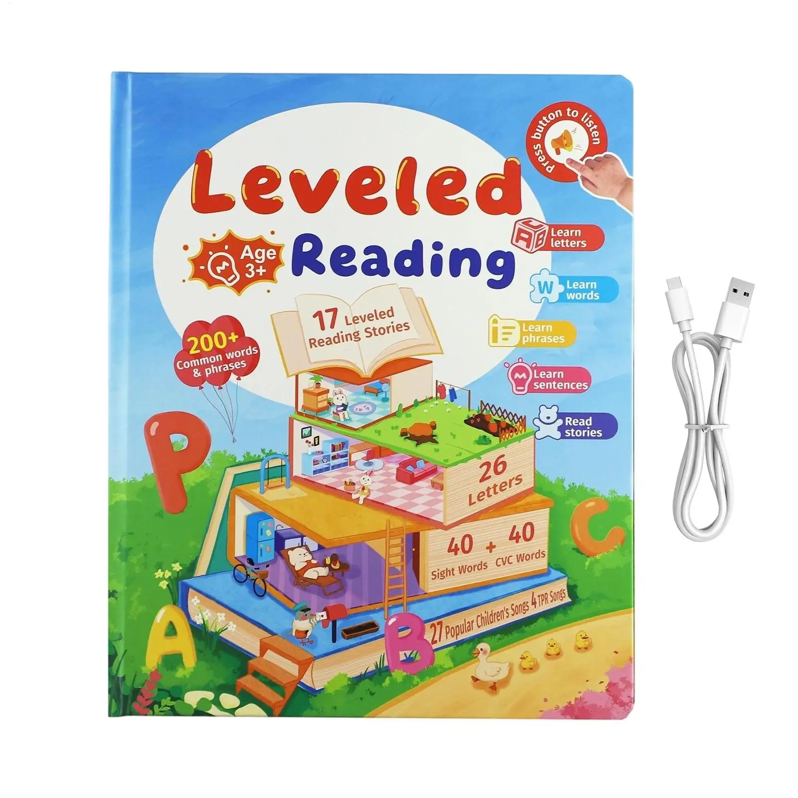 Educational Talking Book English Reading for Preschoolers Rechargeable Audio Story Learning Tool Learning Books
