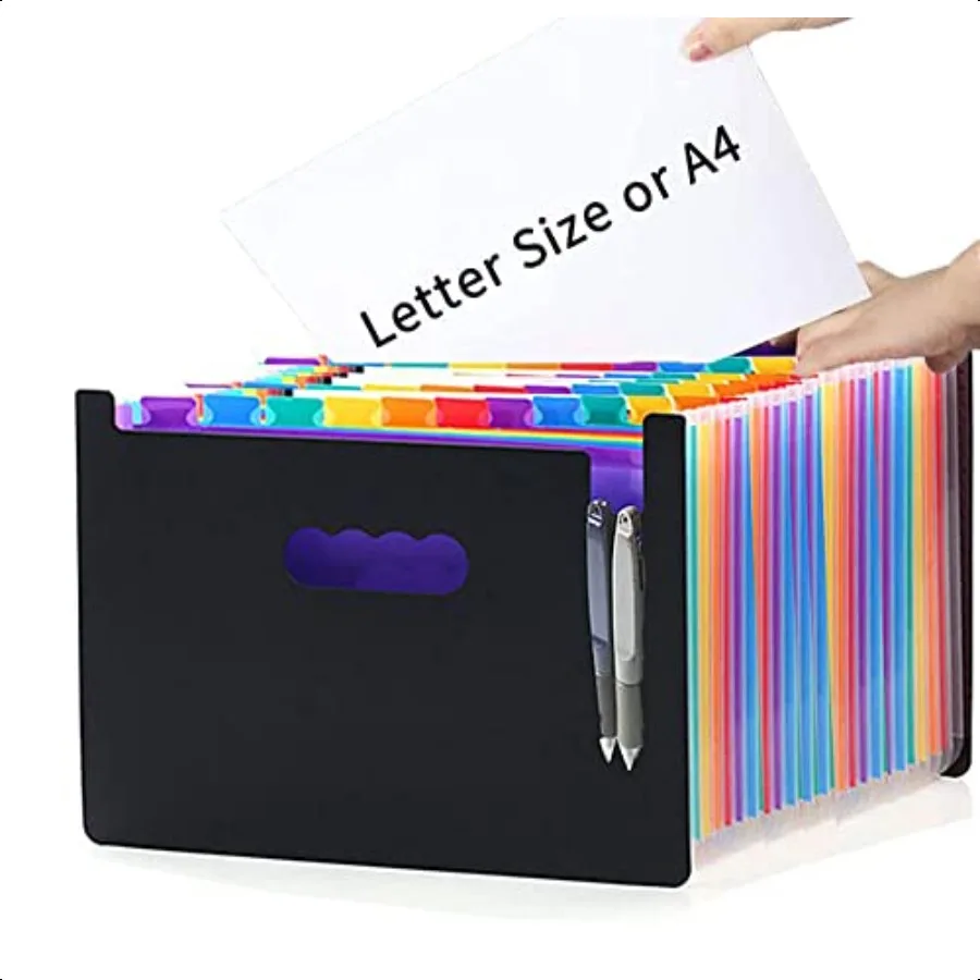 

36 Pockets Expanding File Folder Large Capacity Portable Document Organizer A4 Letter Size Multicolored Accordion Filing Box fo