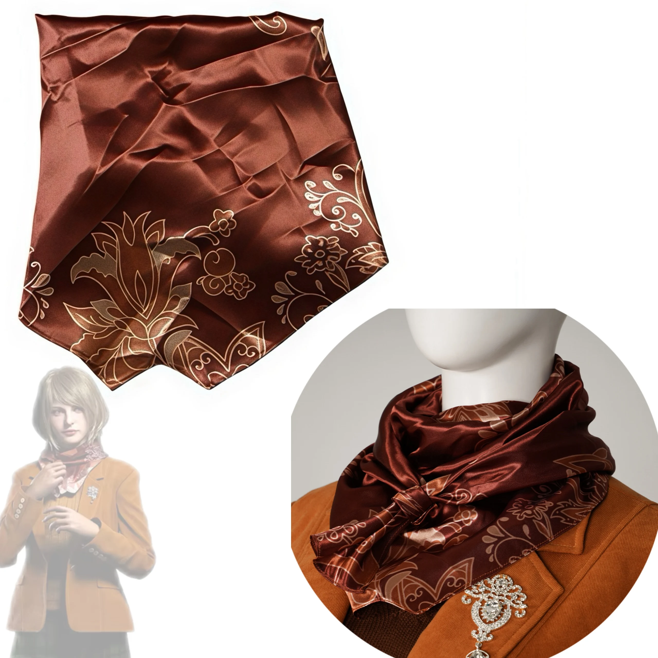 المقيم 4 اشلي تأثيري حلي وشاح حريري هالوين كرنفال ملابس الحفلات