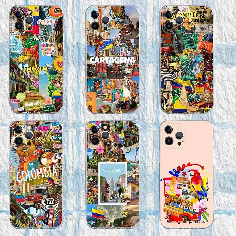 

C-Colombia Summer Latina Phone Case For iPhone 17,16,15,14,13,12,11 Pro,Max,Plus,X,XS,XR,SE4,E Mini Transparent Soft Cover