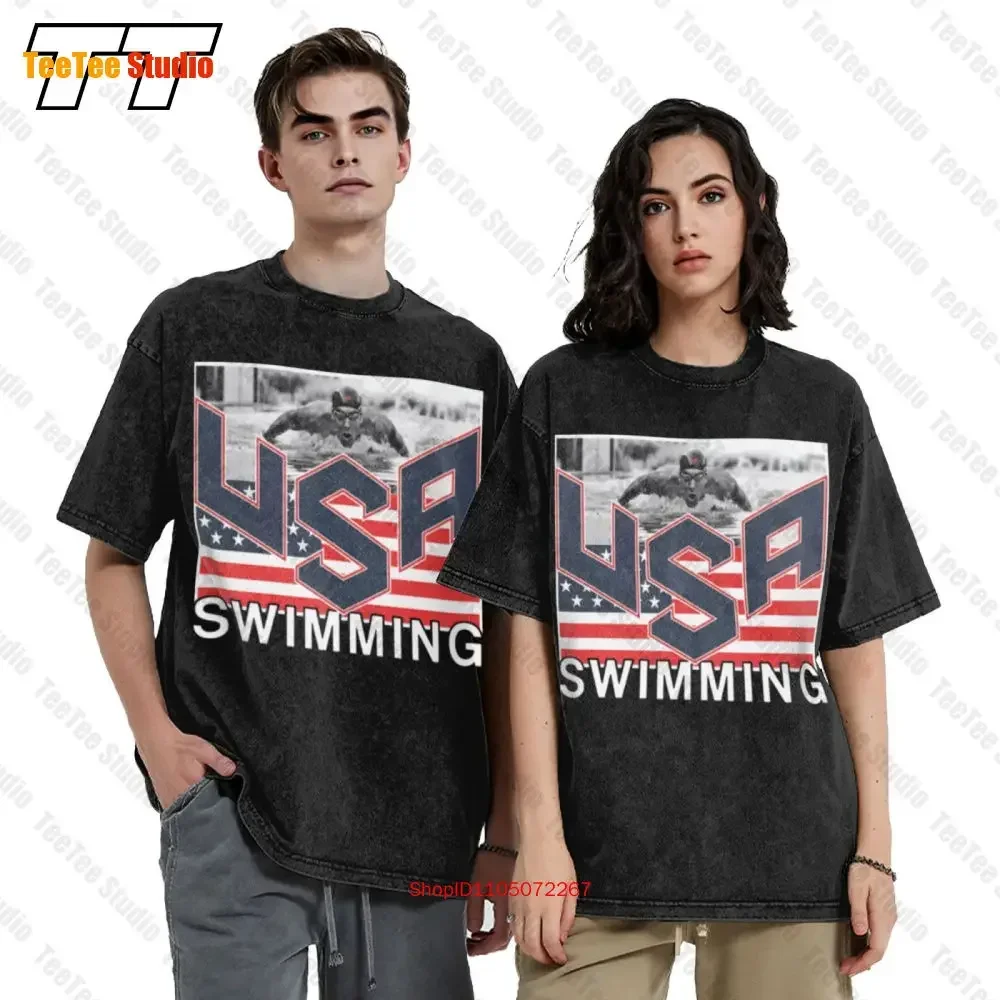 Usa Swimming Michael Phelps 1450 Vintage Oversized T-Shirt XF4I