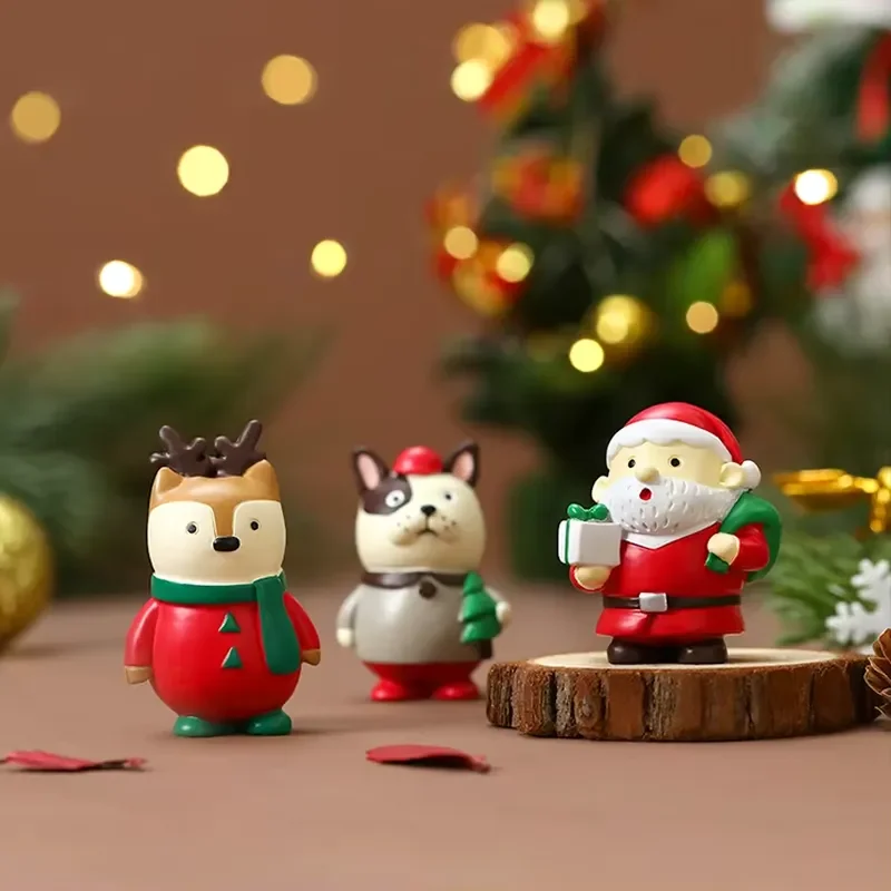 Wholesale Handmade Cute Mini Christmas Ornaments Resin Statues for Tabletop Decorations
