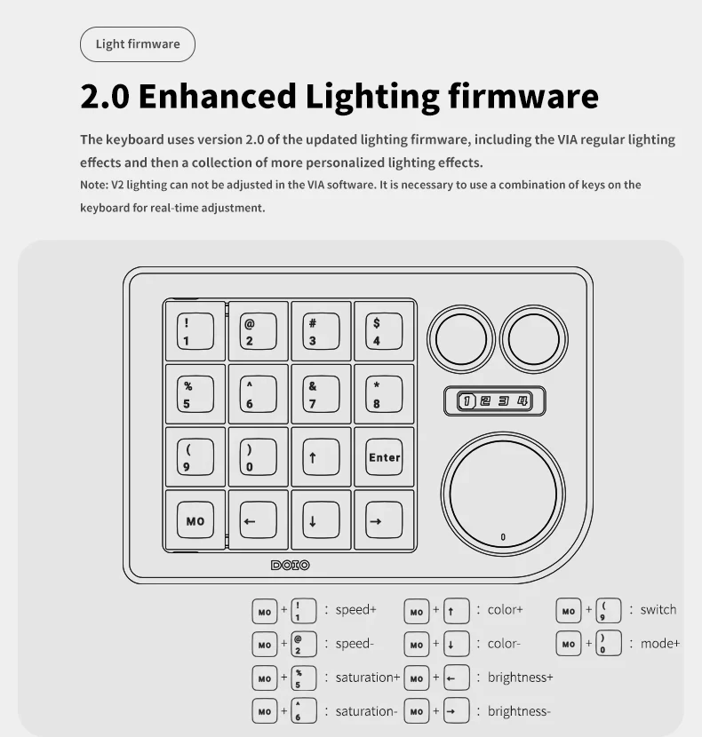 DOIO KB16-01 16Keys Mini Mechanical Keypad RGB Light Hot Swap Keyboard OLED Screen Ergonomics 3 Knob Aluminium Alloy Customize