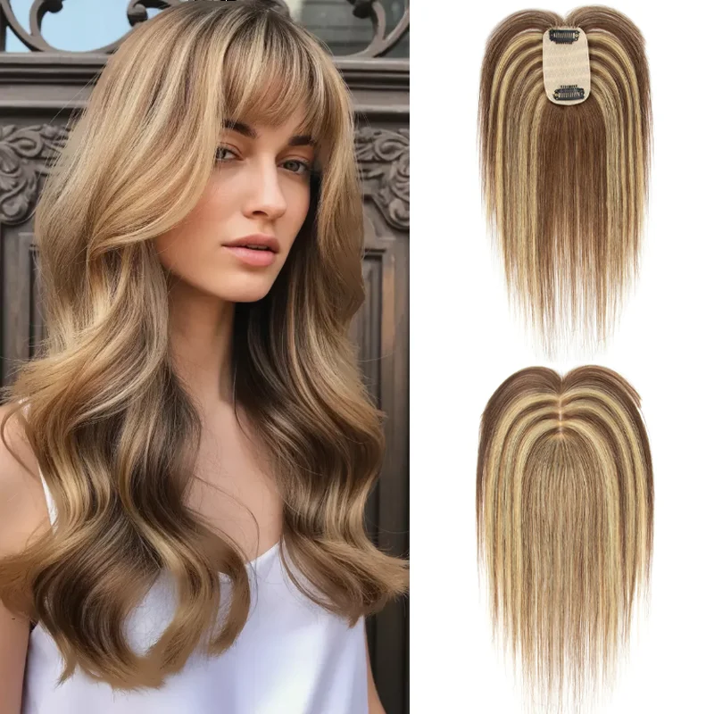 Natural Bangs Human Hair Topper One Piece 2 Clip In Type 360 Degree Gray Hair Cover Hair 20G Thickening Accessory 5x9cm Base 20cm 25cm 30cm For Women