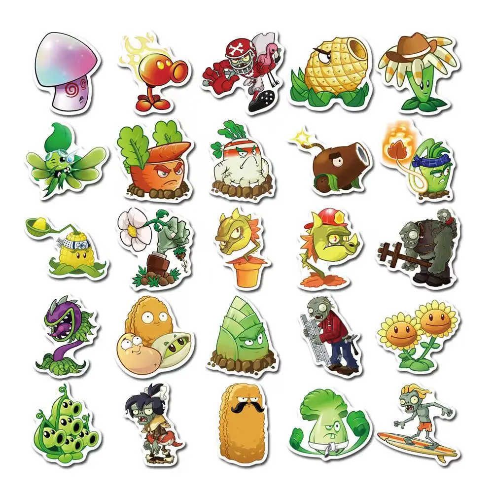 10/30/50PCS Cartoon Plants Vs Zombie Game Stickers Guitar Laptop Phone Fridge Skateboard Travel Luggage Graffiti Sticker Kid Toy