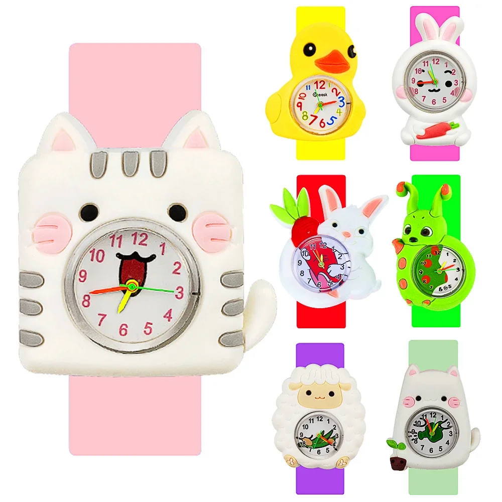 Cat Rabbit Pattern Children\'s Watch Fashion 3D Sheep Duck Baby Toy Kids Watches for Boy Girl Gift Clock