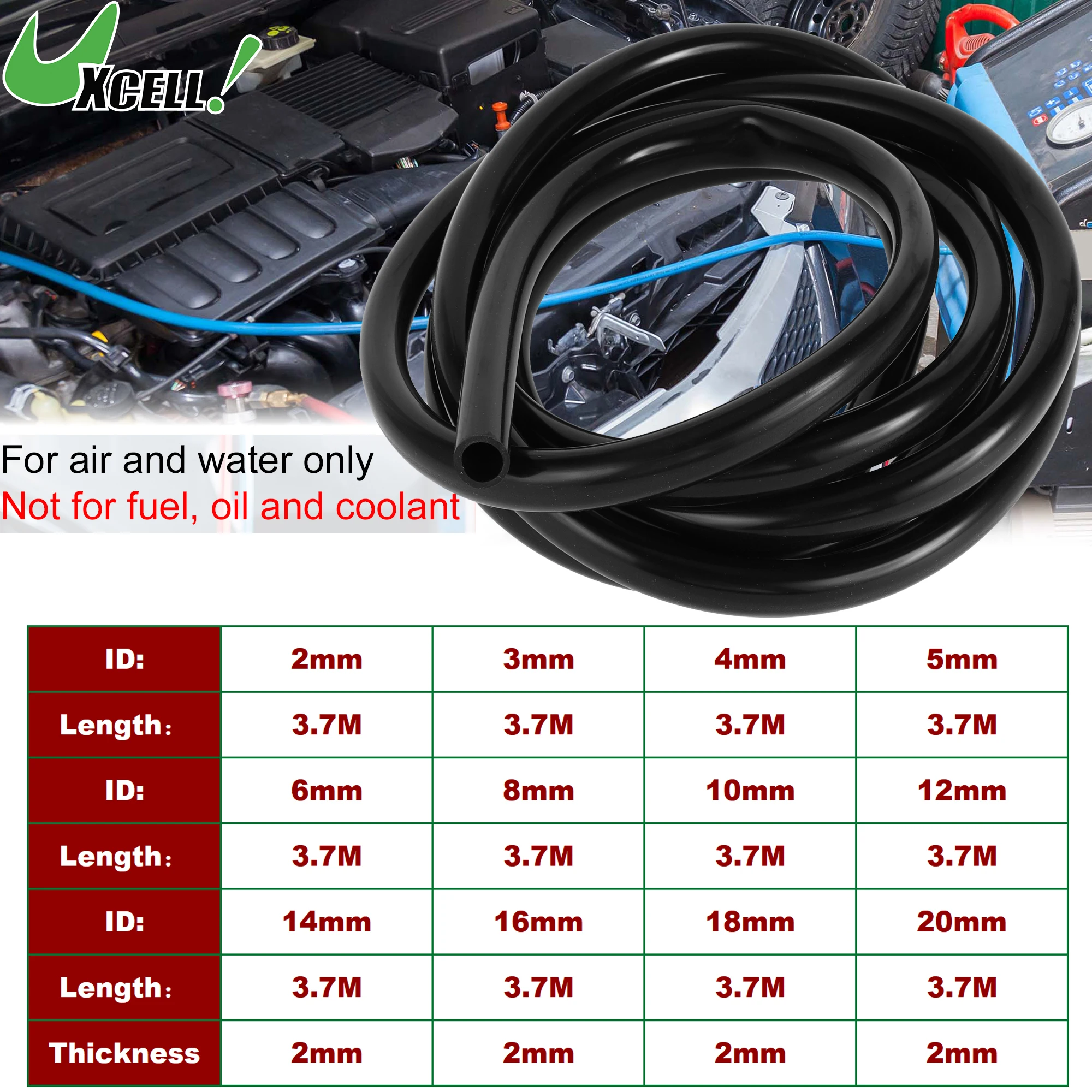 

UXCELL 3.7M Long Silicone Vacuum Tubing Hose Engine Car Vacuum Line Silicone High Temperature 2mm-20mm ID 2mm Thickness