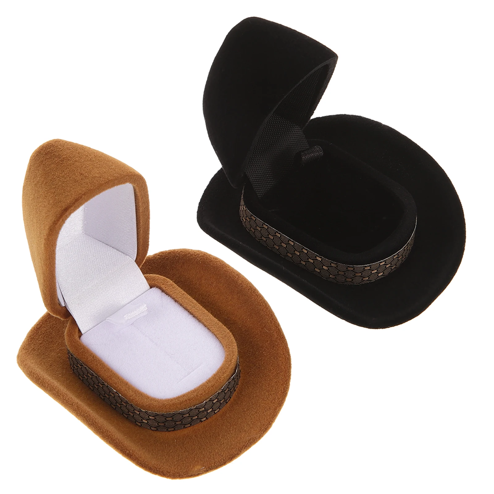 

2 Pcs Jewelry Box Shaped Hat Boxes for Wedding Day Storage Western Ring Holder Display Bracket