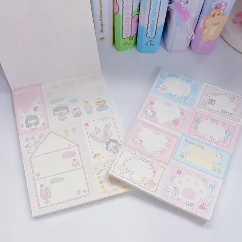 Bilashmart 50sheets Cute Memo Pads Scrapbooking Materials Kawaii Stationery Decorative Book to do list Accessories Office