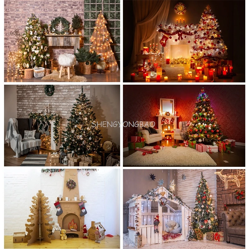 

Vinyl Christmas Day Indoor Theme Photography Background Christmas Tree Children Backdrops For Photo Studio Props 712 CHM-126