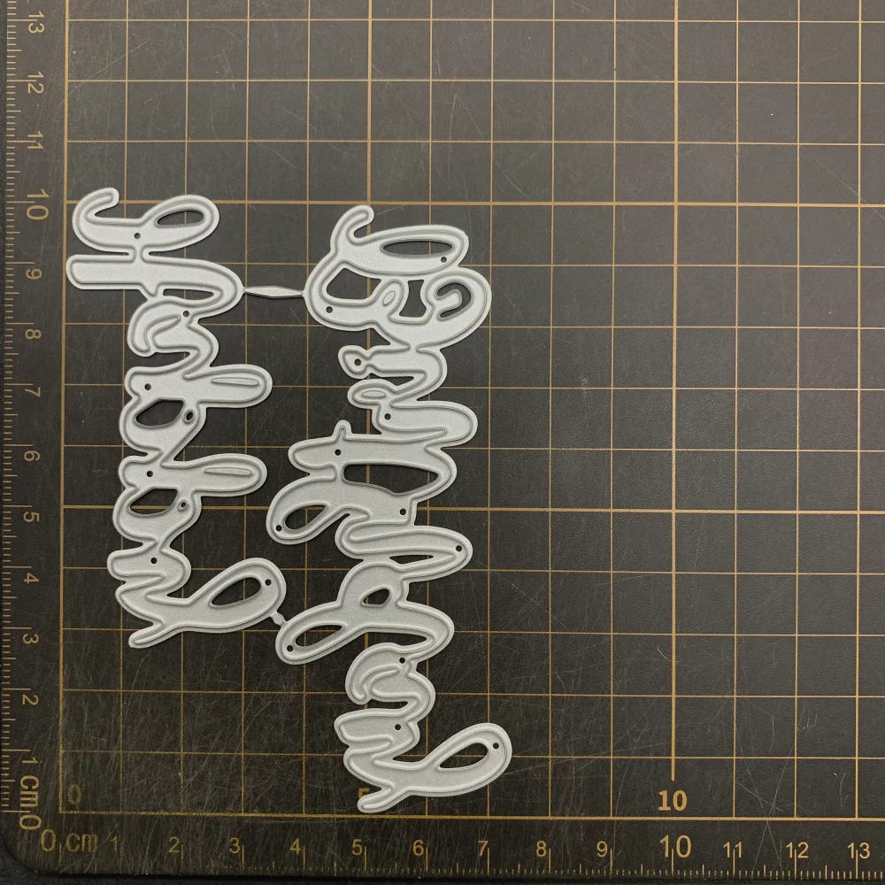 Greeting Card Script Word Metal Cutting Dies Happy Birthday Text Die Cuts for Scrapbook Layout Handmade Birthday Card Title