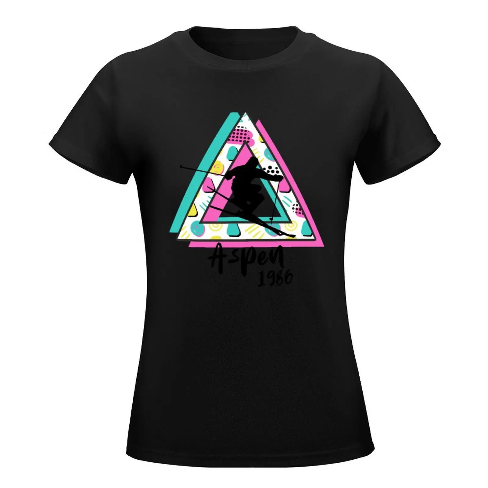 Aspen ski mountains 1986 vintage retro 80's T-Shirt blacks summer tops Female clothing plus size tops Woman clothing