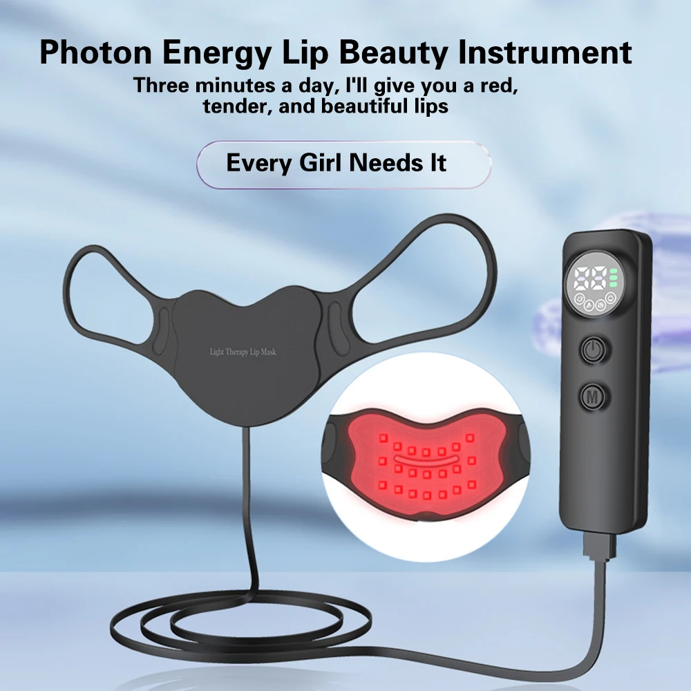 Photon Lip Beauty Instrument Reduce Lip Lines Infrared LED Lip Beam Augmentation Device Brighten Lip Color Light Therapy Mask