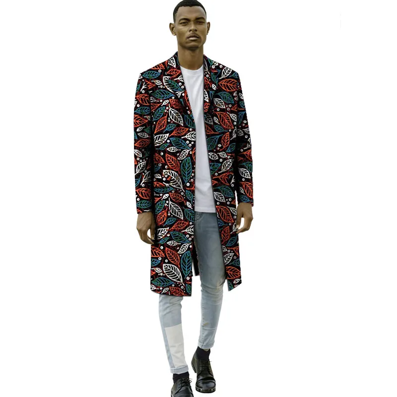 Original Design Men's Trench Coat African Print Long Blazers Traditional Fashion Male Windbreaker Party Wear