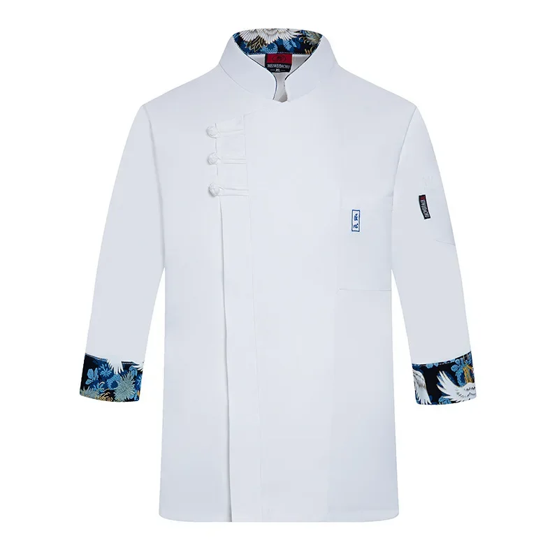 Short Sleeve Chef Uniform Men Women Stretchy Linen Kitchen Cook Jacket Waiter Shirt