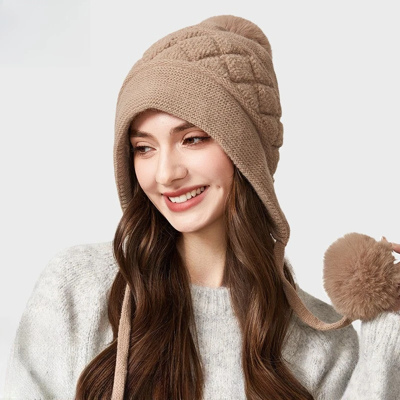 This Knitted Hat Women's European, American Autumn and Winter New Thickened Big Head Is Suitable for Wool Hat Amazon TEMU Hat