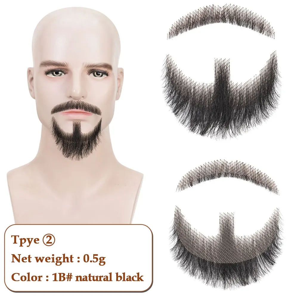 Gefälschter Bart für Männer, realistisch, 100 % Echthaar, vollständig handgebunden, Spitzbart, falsche Bärte, Spitze, unsichtbarer gefälschter Schnurrbart für Halloween-Dressing – Detail 10