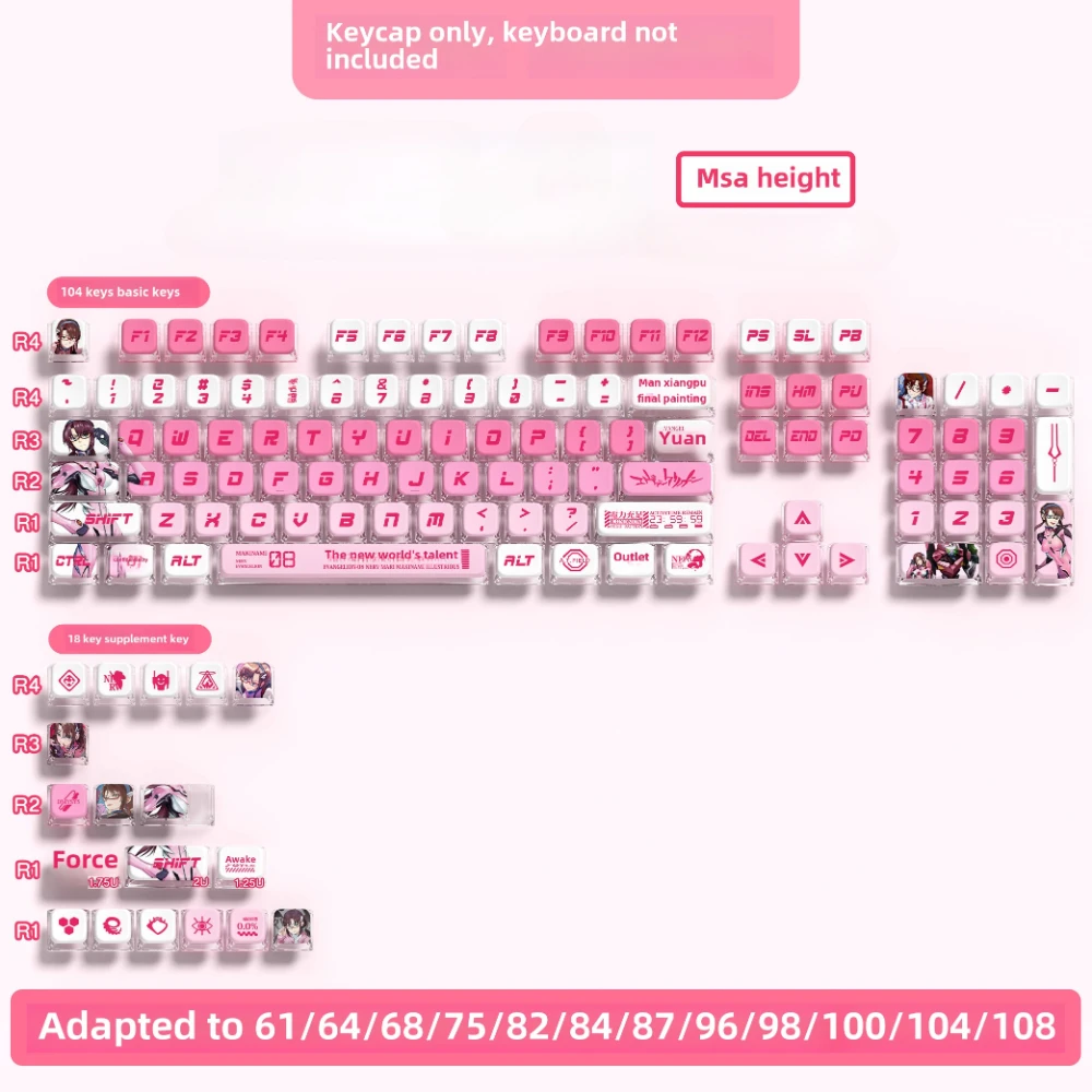 

EVA 08 Pink Keycap MSA Profile with Four Sided Crystal Wall for Cherry MX Gateron Kailh Switches