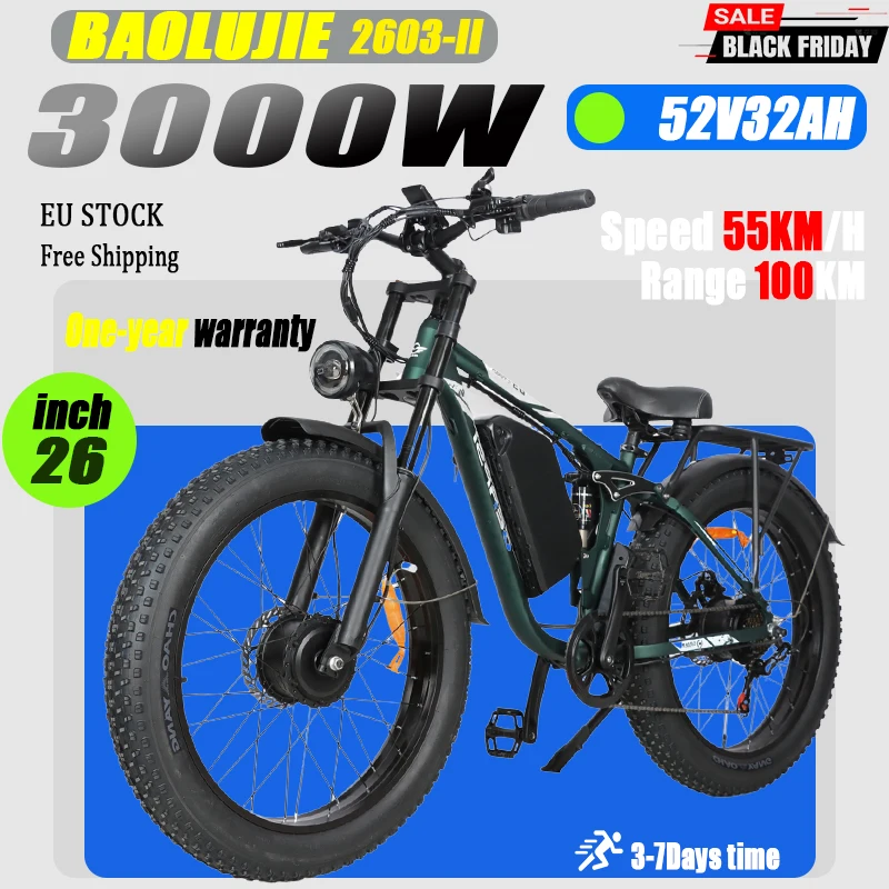 دراجة كهربائية جبلية DP2603 3000 واط محرك مزدوج 52 V32AH بطارية مدينة ركاب دورة كهربائية 26 بوصة الفرامل الهيدروليكية E-الدراجة الكبار #1