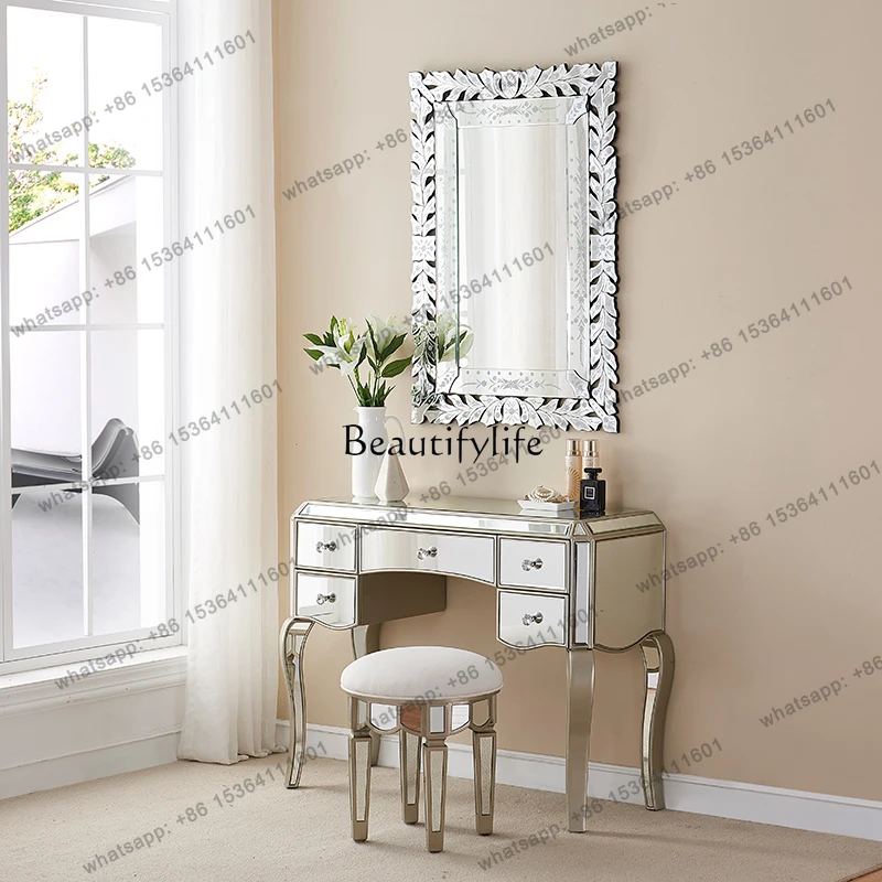X4 Bedroom Makeup Table Light Luxury Bay Window Dressing Table Mirror