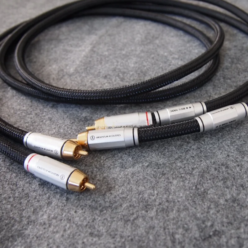 HiFi RCA to RCA Cable Argentum Acoustics Mythos Audio Interconnect Line Gold Plated Plug