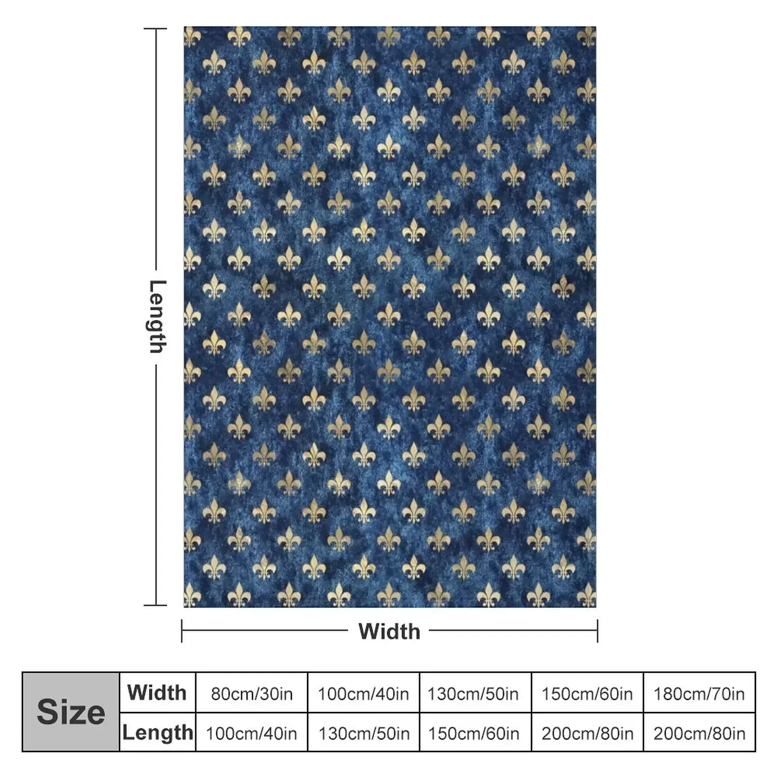 Old Blue Golden Fleur De Lis Pattern Throw Blanket halloween Blankets For Bed Hairy Decorative Throw Blankets