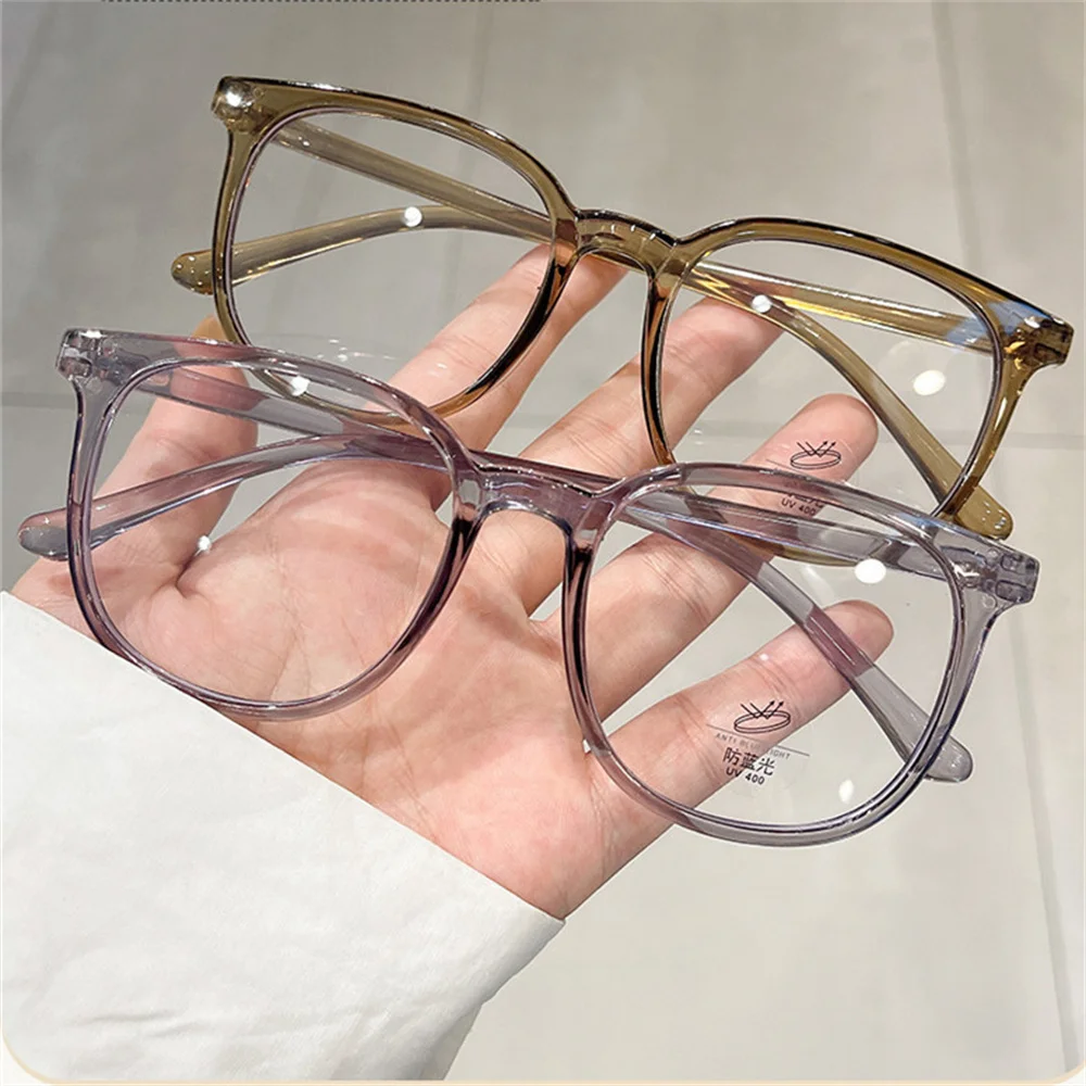 남녀공용 안티 블루 라이트 안경, 투명 컴퓨터 안경테, 레트로 근시 안경, 사각 안경, 패션 2024 신제품