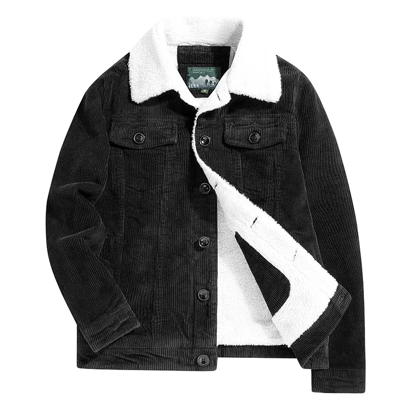 

Winter Jacket Fashion Coat Casual Plush Outfit Winproof Coats Men's Corduroy Parkas Coat Men's Wear Single Breasted Loose Jacket