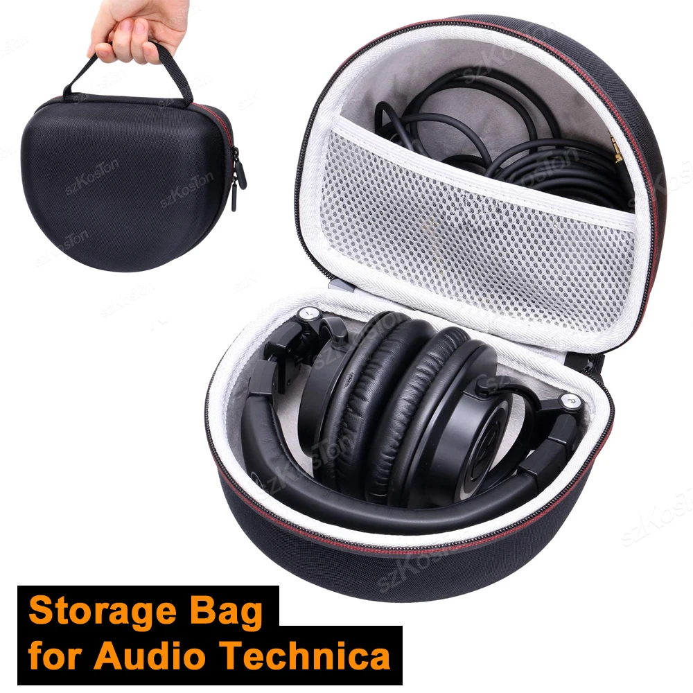 Bolsa de almacenamiento EVA para auriculares Audio Technica ATH-M50X/ATH-M20X/ATH-M30X/ATH-M70X/ATH-M40x, bolso portátil con capa de malla de almacenamiento