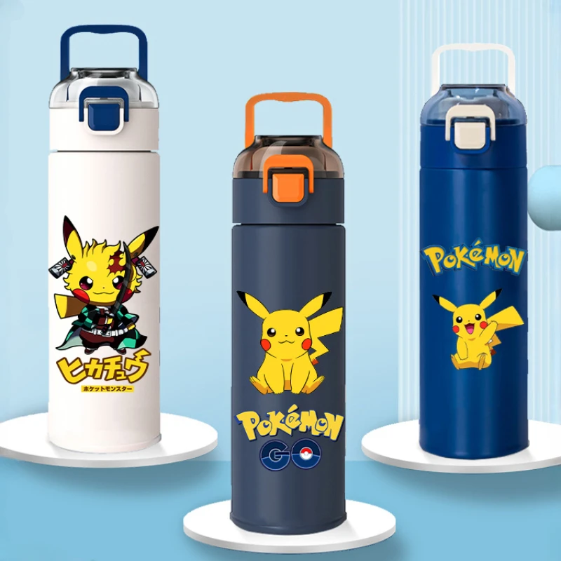 

Cartoon Pokemon Pikachu Water Bottle Anime Stainless Steel Thermos Water Cup Student Anti-fall Portable Cup for Men Women Gift