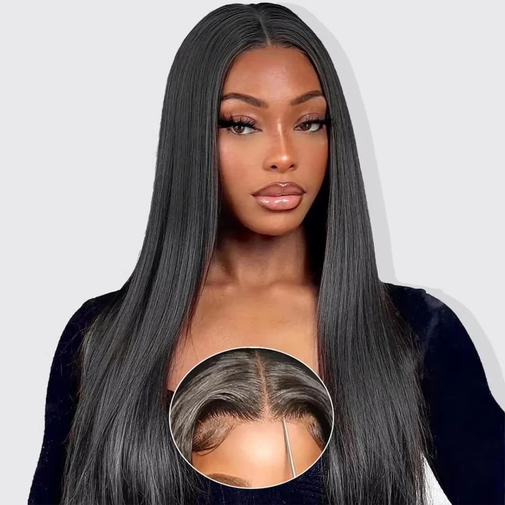 7X6 Hd Transparent Lace Glueless Natural Color Bone Straight Wig Wear And Go Beginner Friendly Smooth Sleek Texture For Daily