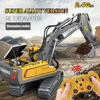 Remote Control Car Excavator Large Engineering  Toy Yigong Kids Simulation 5/11 Channel Alloy Remote Control Excavator Toy Gift