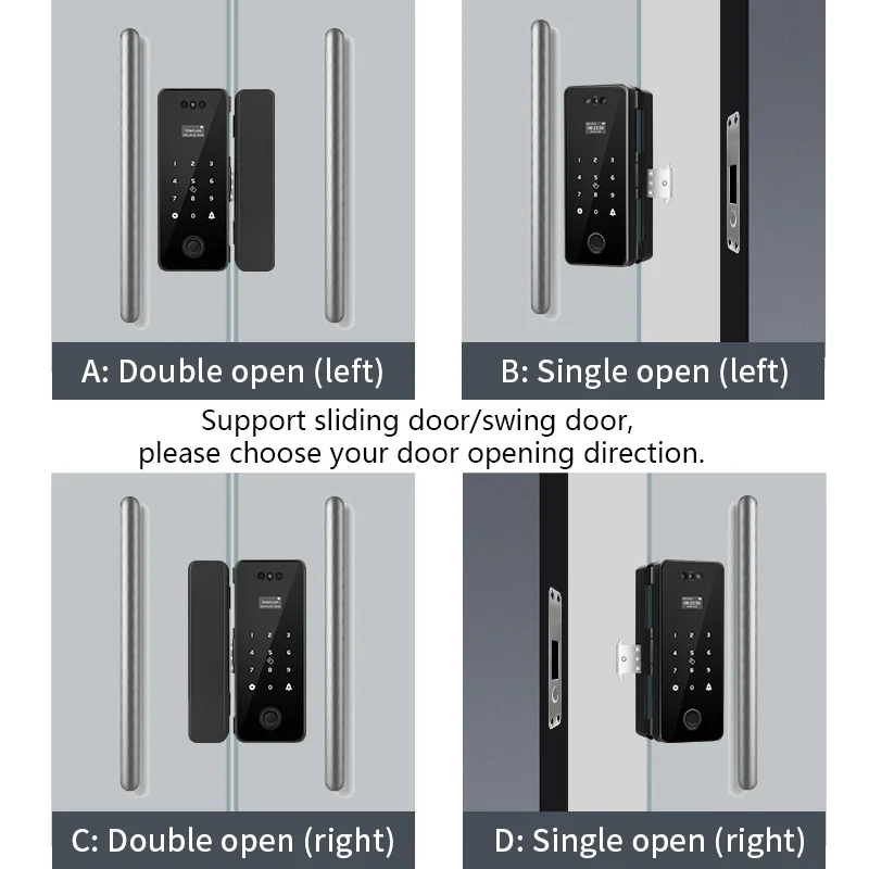 3D Face Recognition Smart Lock Infrared Sensor Tuya APP WIFI Biometric Electronic Fingerprint Unlock Glass Door Lock Office Door