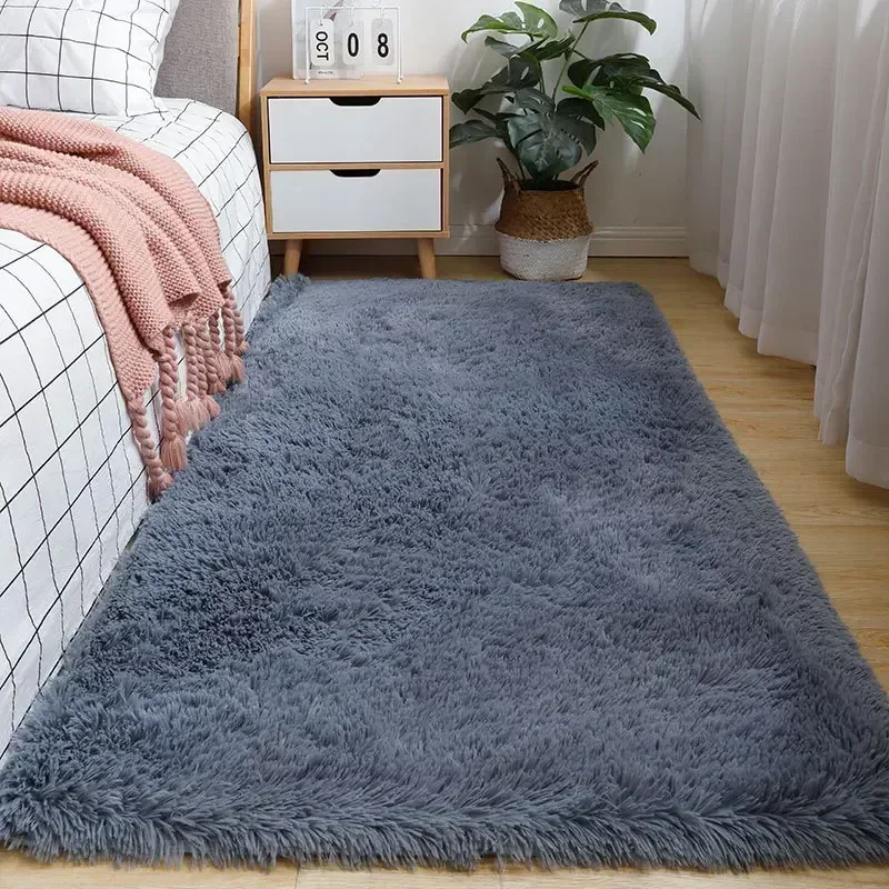 Fluffy Cream White Sheepskin Rug Silk Wool Rugs for Bedroom and Living Room Decor Kids Livingroom Bedroom Floor Mat Fur Rugs