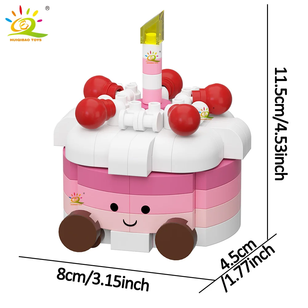 HUIQIBAO Mini Cartoon Geburtstagstorte Dessert Design Baustein-Set Mädchen DIY Erwachsenen-Modell Mikro-Bausteine Lernspielzeug Geschenk – Detail 7