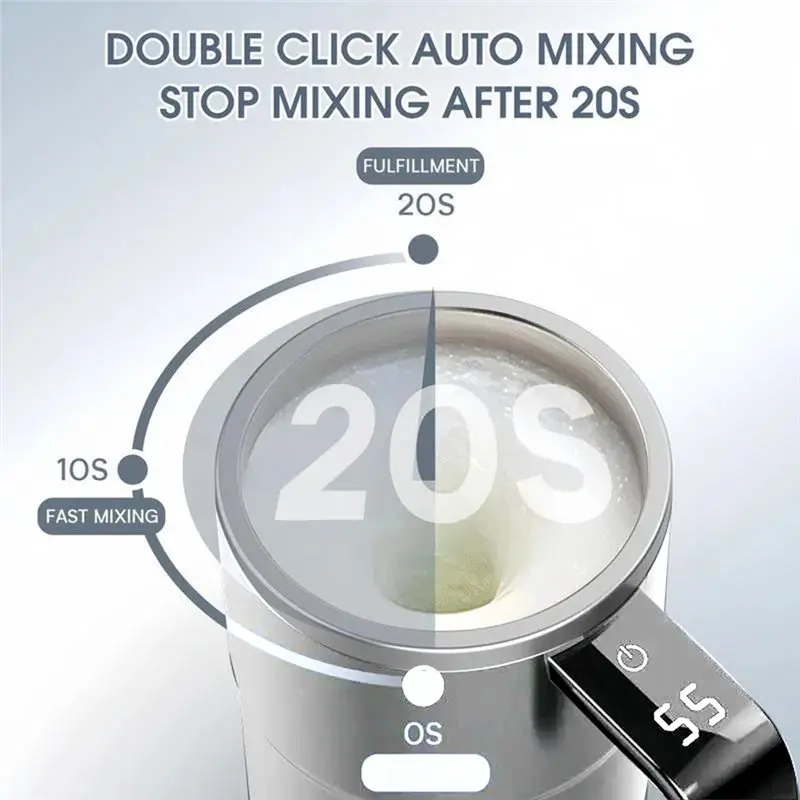 ABBZ-الفولاذ المقاوم للصدأ المغناطيسي الدورية النمام فنجان القهوة خلط كوب LED عرض درجة الحرارة كوب القهوة الذاتي اثارة #5