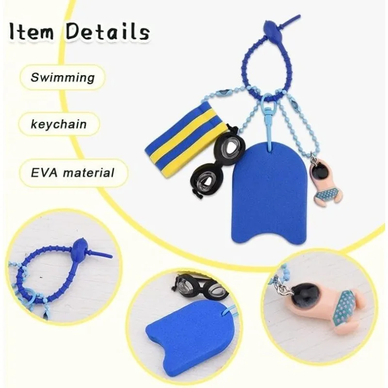 Pool Float Board Glasses Keyrings Pendant Charm Accessories GiftsCartoon Girls Boys Swimming Keychain Summer Swimming