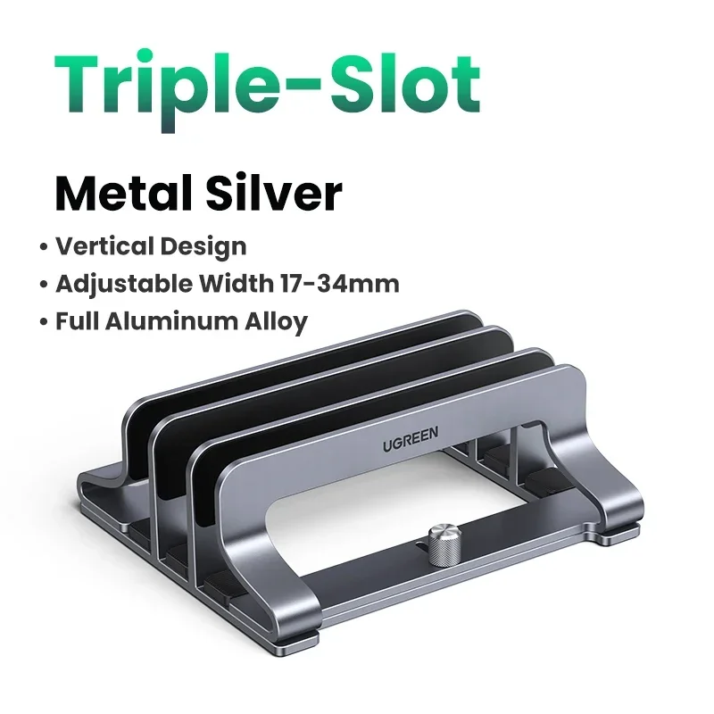 Ugreen Verticale Laptopstandaard Voor Macbook Air Pro Triple Slots Aluminium Notebookstandaard Voor Macbook Pro Tablet Ipad Telefoonhouder