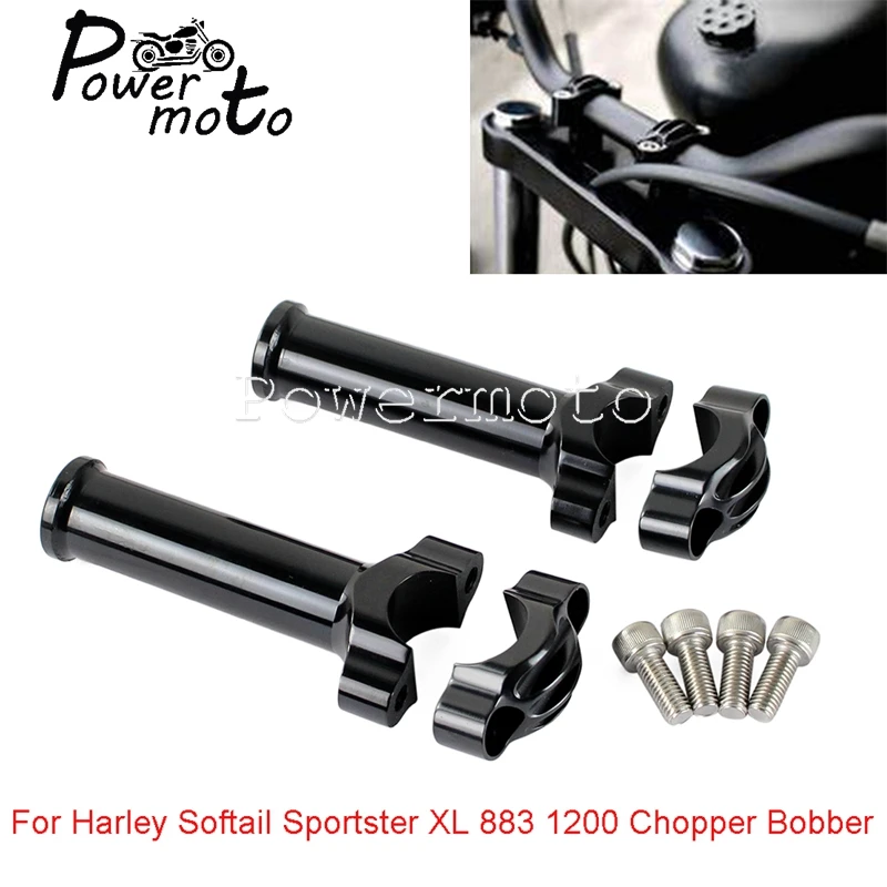 

For Harley Touring Cafe Racer Chopper Sportster 1 Pair Black Motorcycle 5.5" Handlebar Risers 1" Bar Risers Bars Mount Clamp