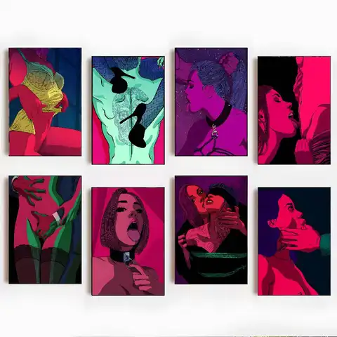 Póster abstracto desnudo sexy para mujer y hombre, pintura artística con impresiones, regalo de decoración para el hogar, dormitorio y sala de estar