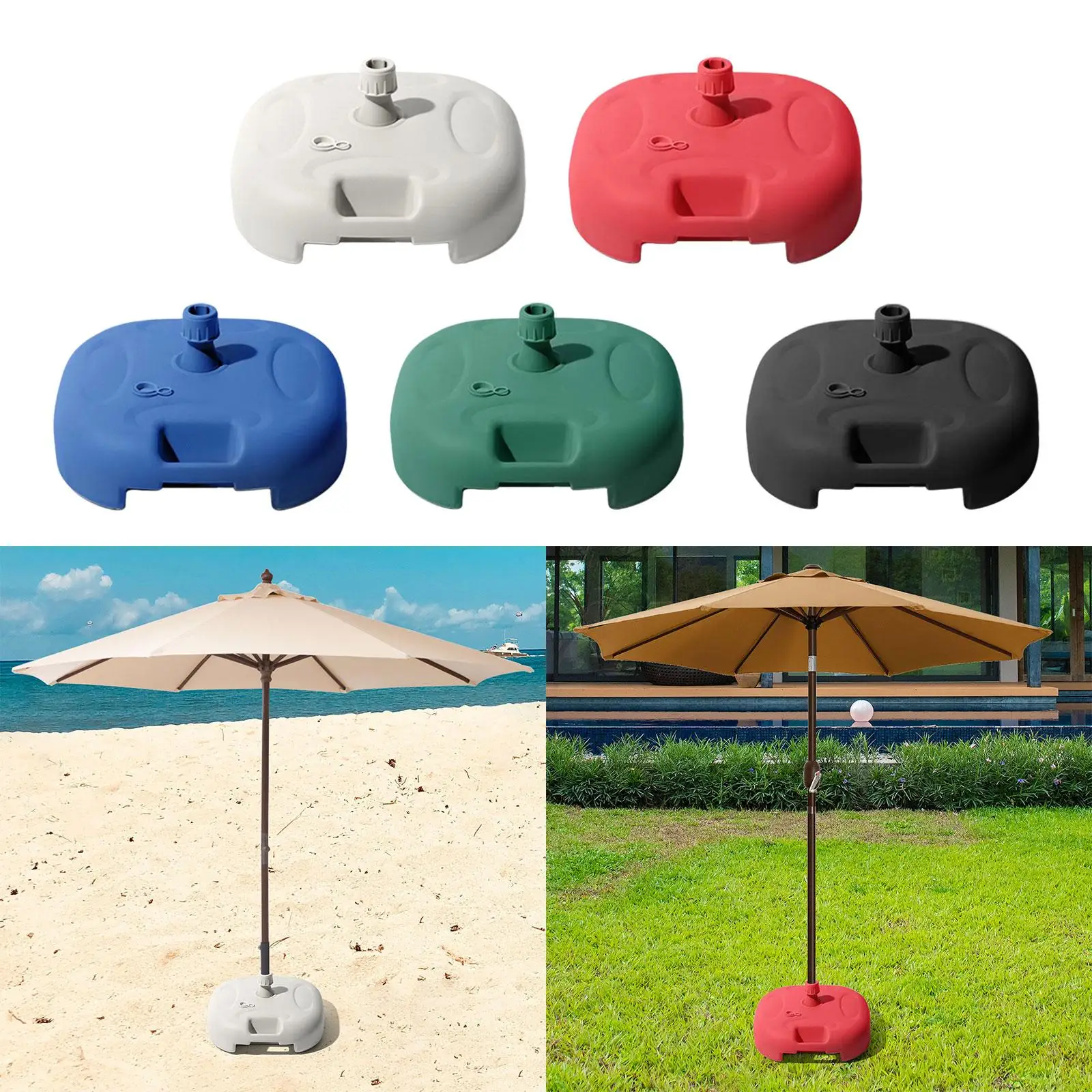 

Patio Umbrella Base Square Windproof Replacement Water/Sand Filled Umbrella Weight for Beach Market Garden Outdoor Backyard