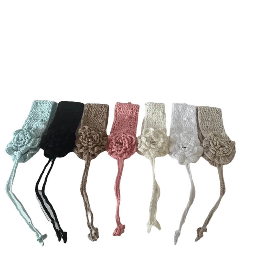 لطيف اليابانية محبوك الأذن يفشل زهرة يدوية الصنع مع حزام قابل للتعديل غطاء للأذنين الدافئة حماية الأذن يغطي الأذن النساء #5